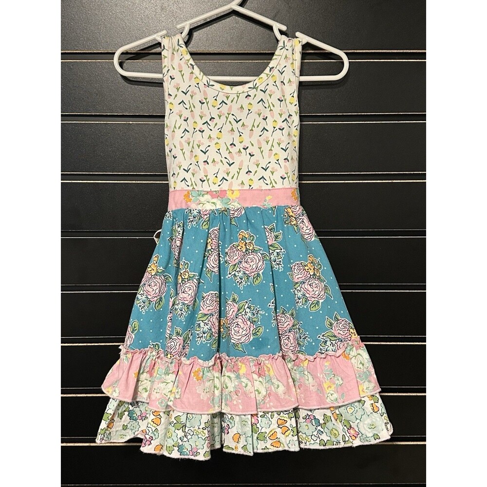 EUC Sweet Honey Ruffle Sun Dress Mixed Floral Prints Size 2T